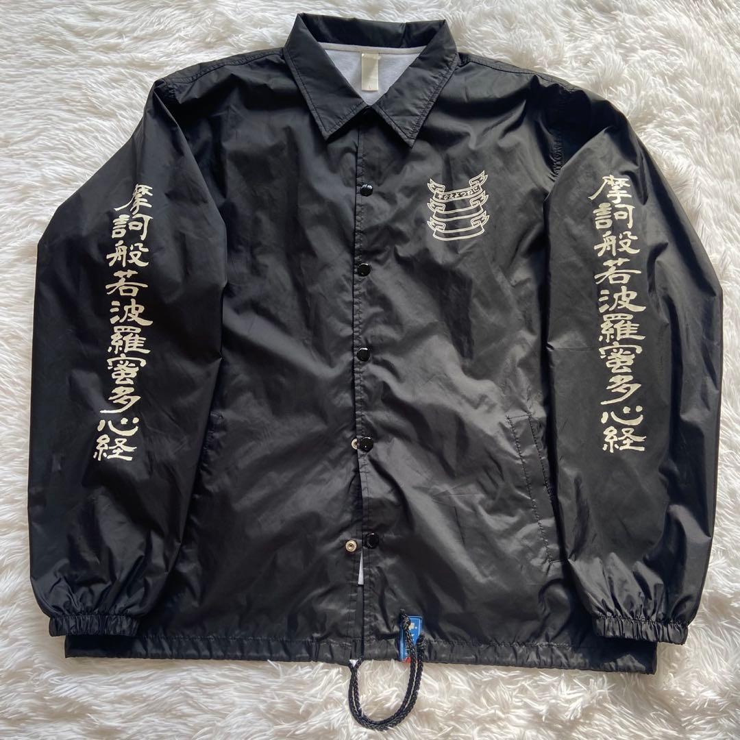 【美品】BLACK MEANS ブラックミーンズ コーチジャケット 般若心経 L