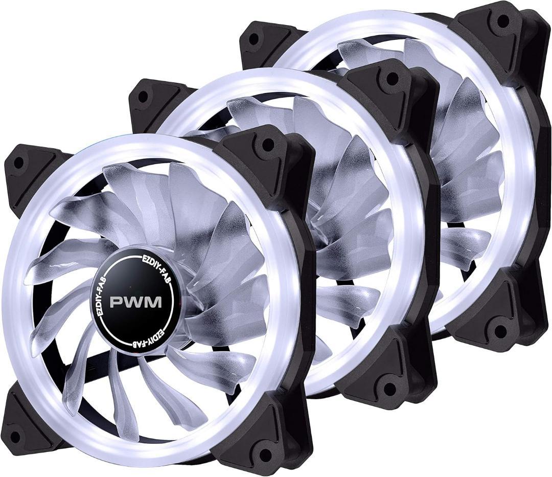 120mm白色LED PWMケースファン ５個セット　シュウ