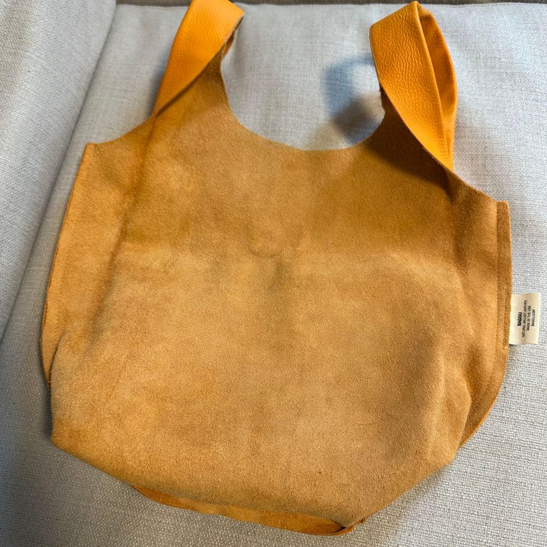 ☆未使用級☆ BAGGU オールレザー　イエロー　エコバッグ