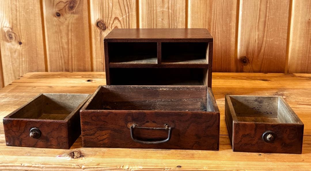 骨董　小家具　時代小抽斗　時代物　インテリア収納　アンティークボックス　組み木