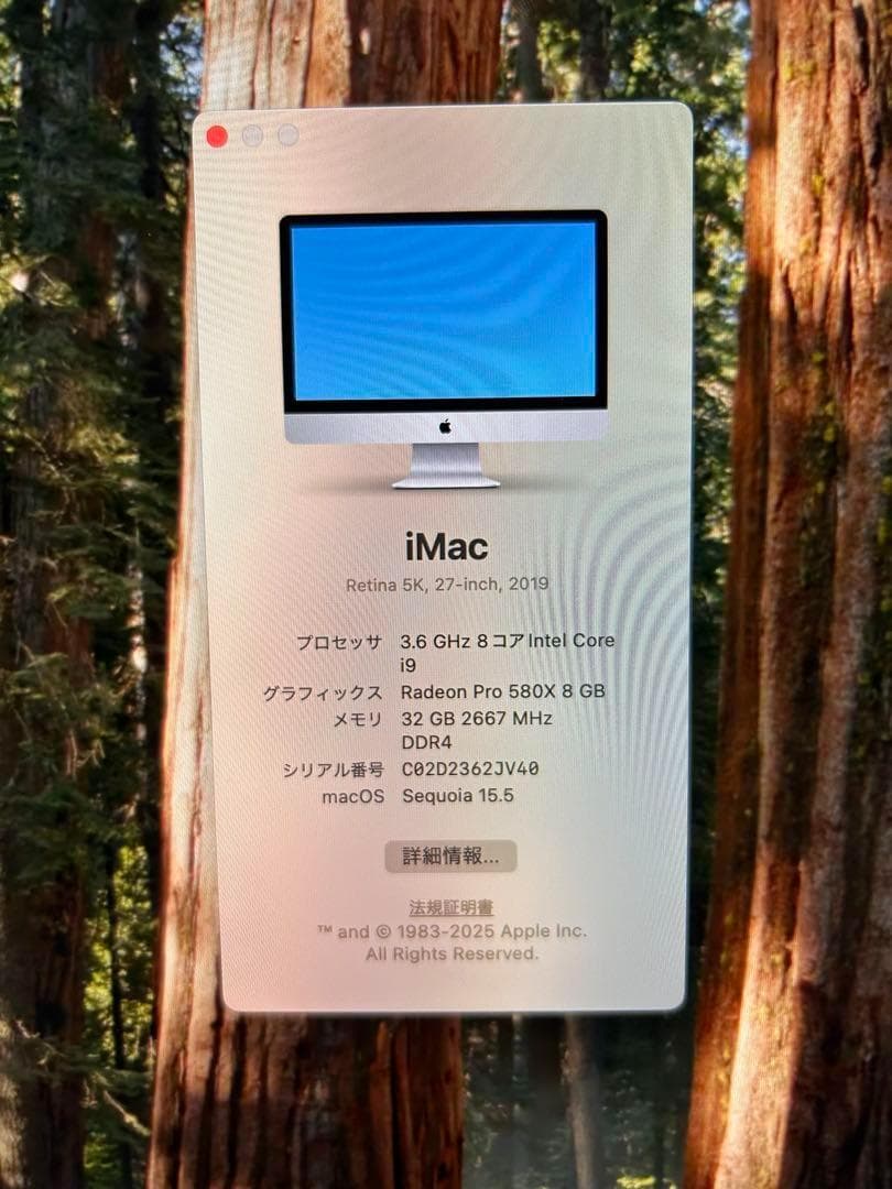 iMac 5K Retina 27インチ i9 9900k 32gb 1tb