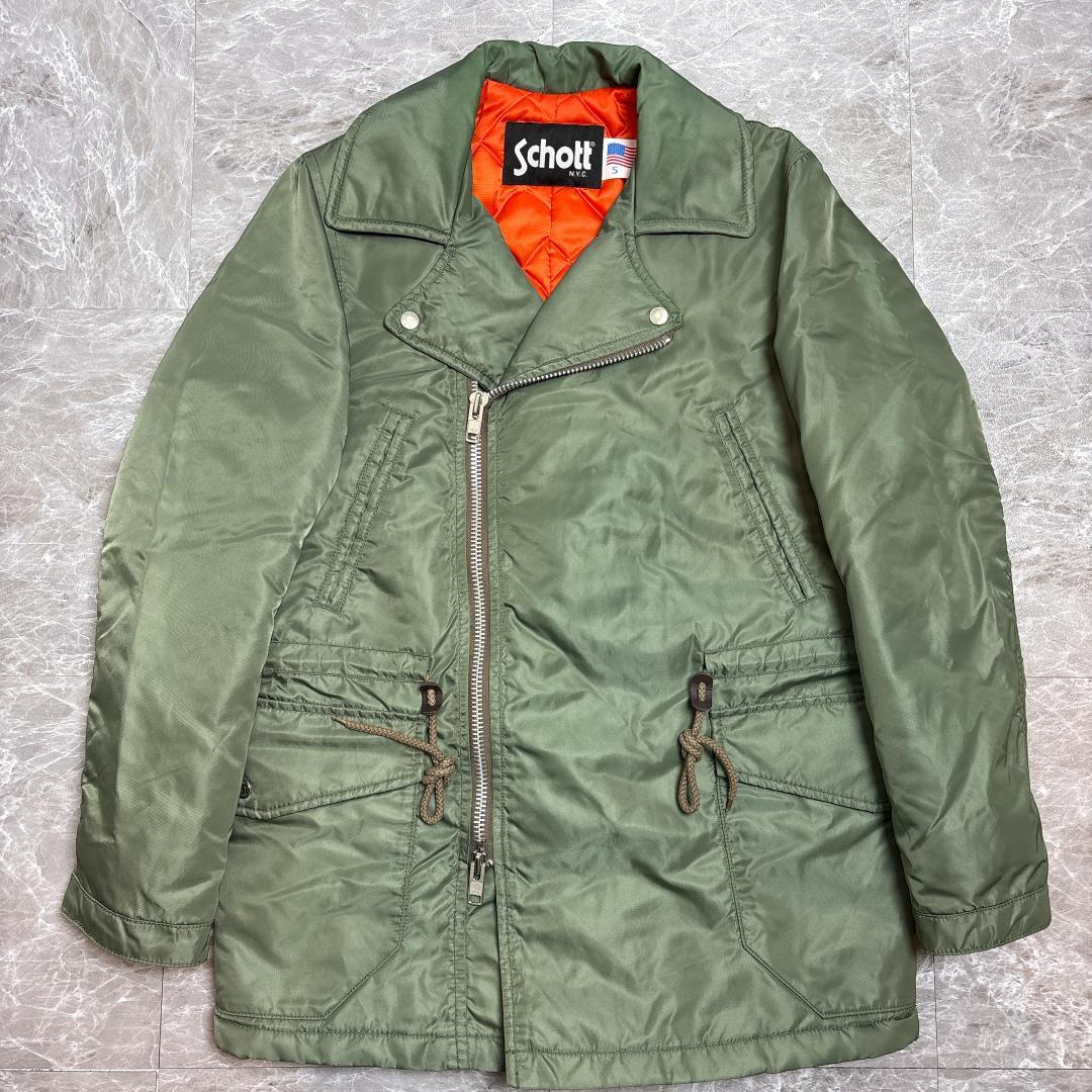 希少 Schott ナイロン ミリタリージャケット ダブルライダース N3B S