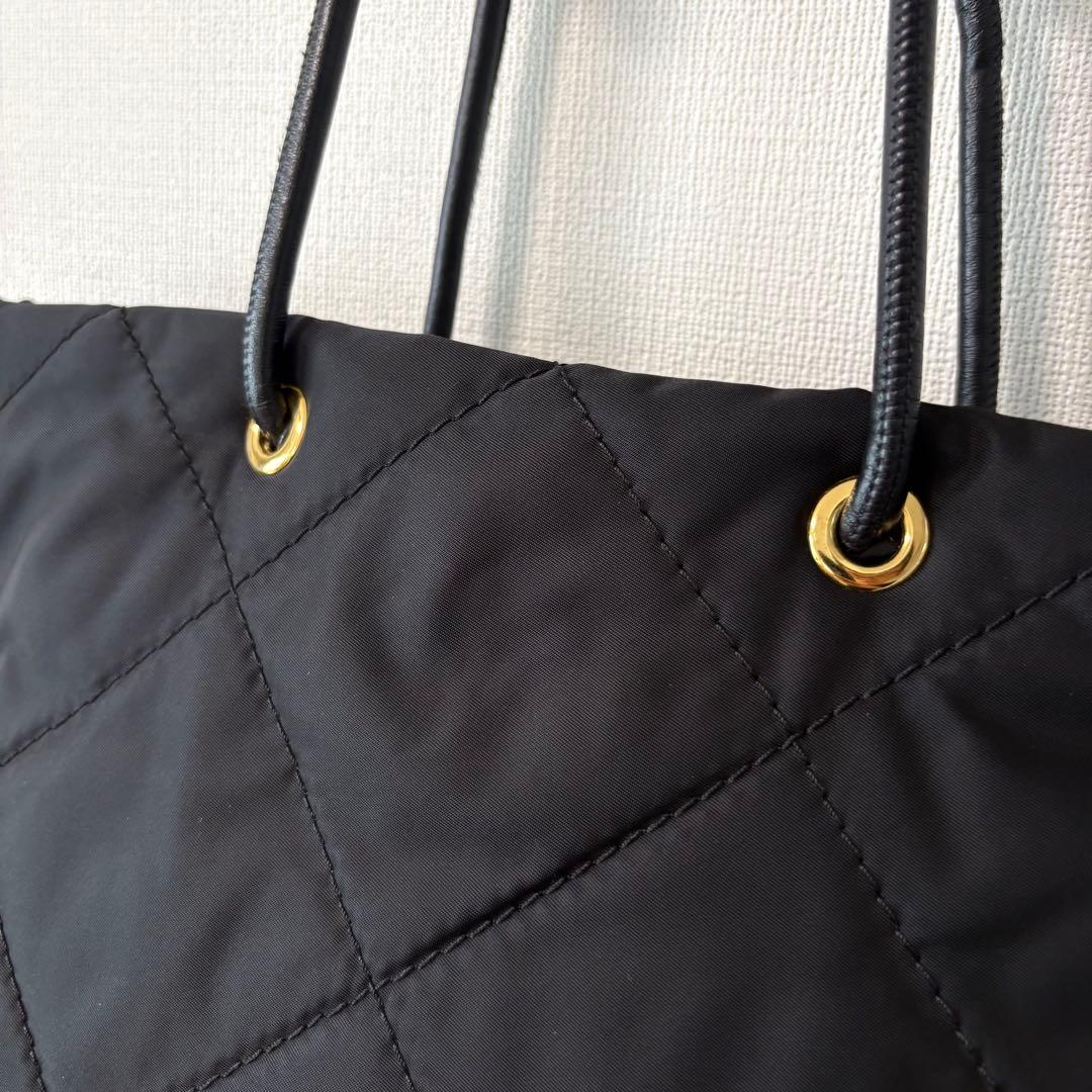 GIANNI CHIARINI キルティング ナイロントートバッグ ブラック