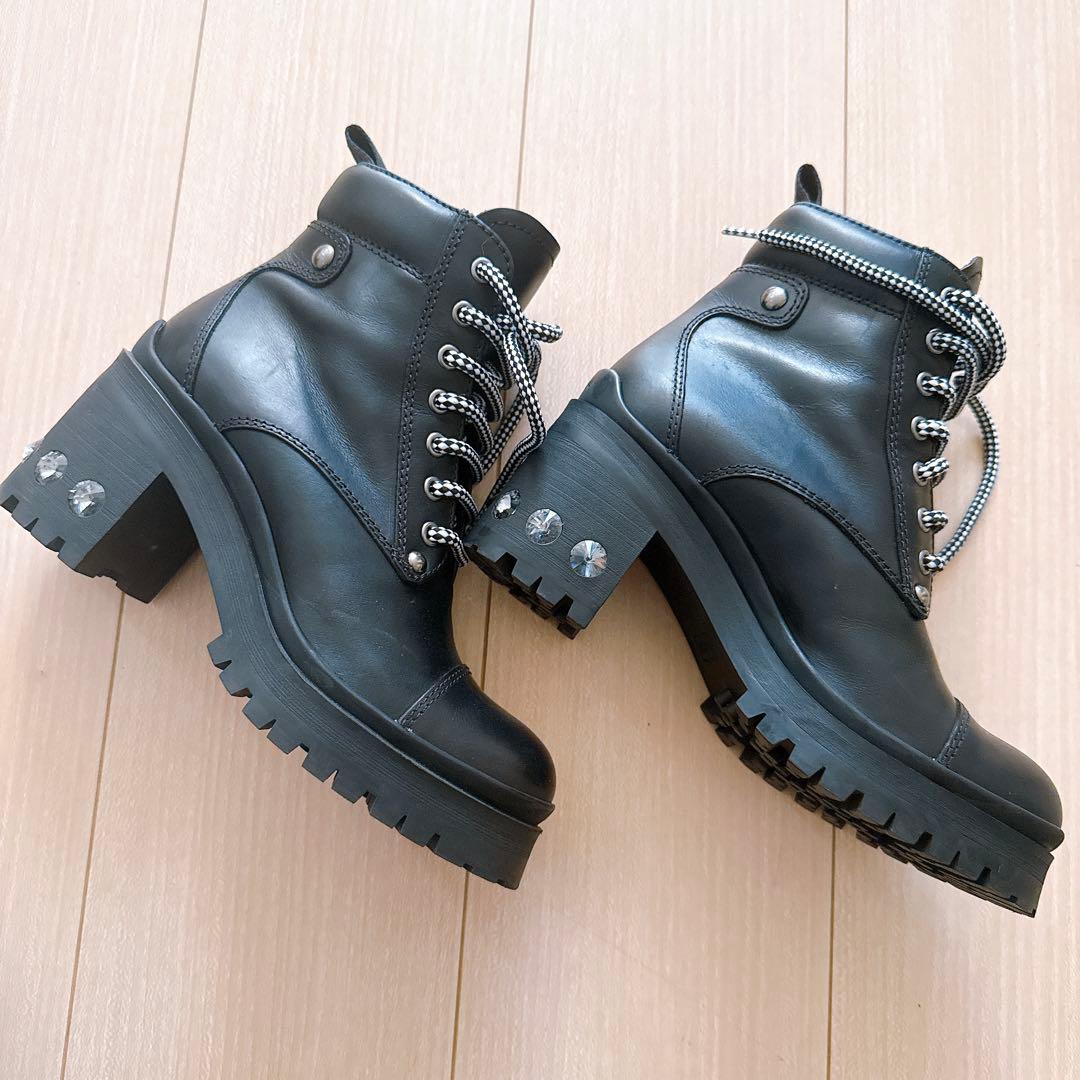 miumiu ビジュー レースアップブーツ 36