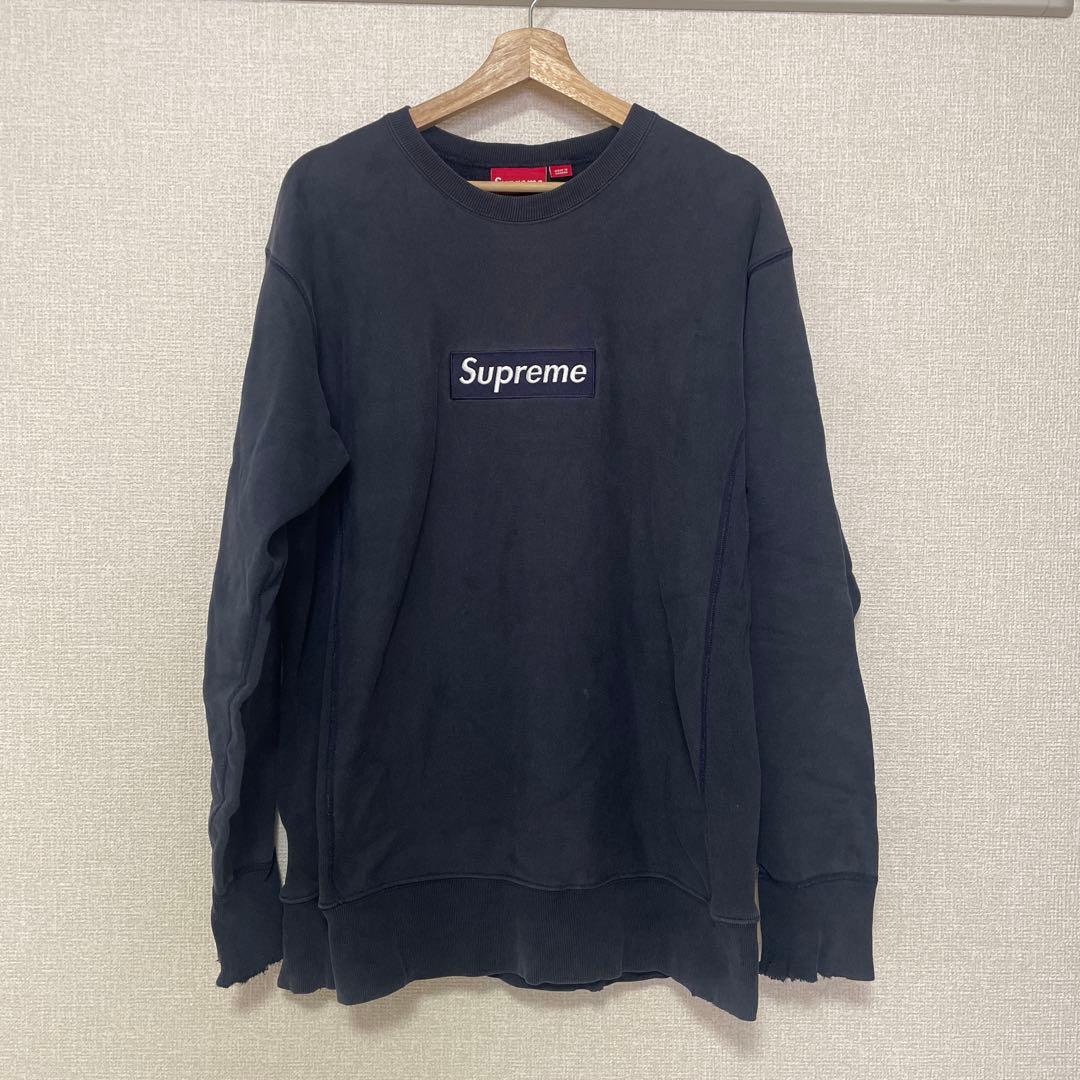 supreme シュプリーム クルーネック ボックスロゴ スウェット ネイビー