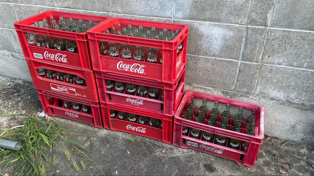 レトロ 希少 Coca-Cola ガラス瓶 約160本 ＆ 赤キャリーケース付き