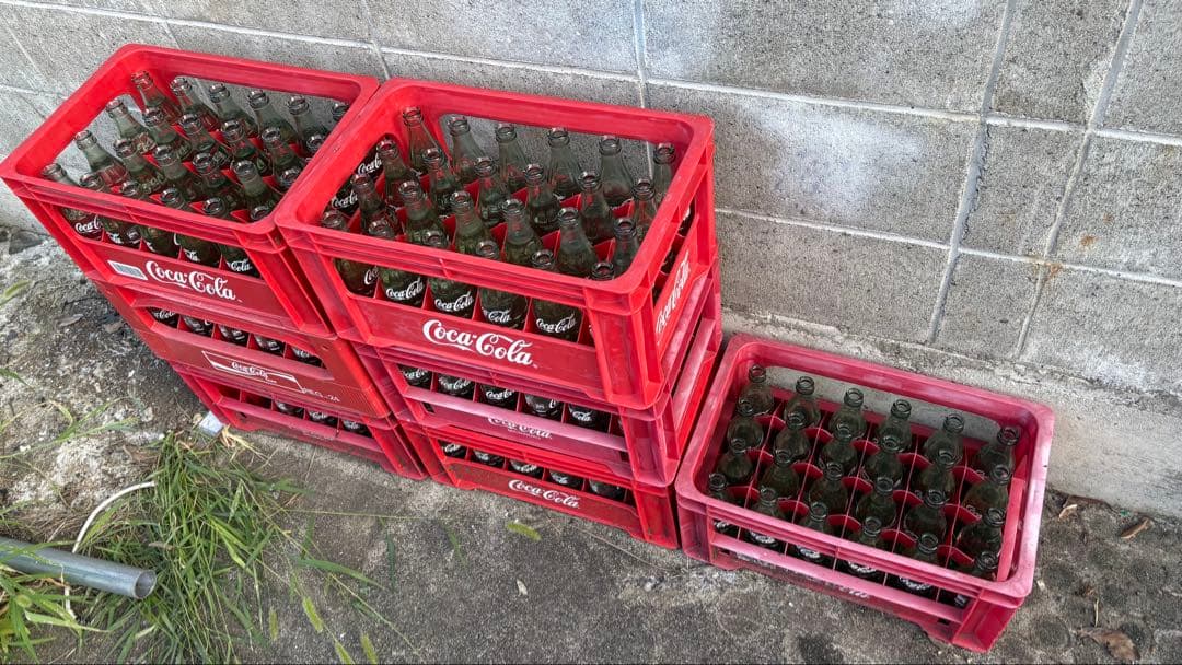 レトロ 希少 Coca-Cola ガラス瓶 約160本 ＆ 赤キャリーケース付き