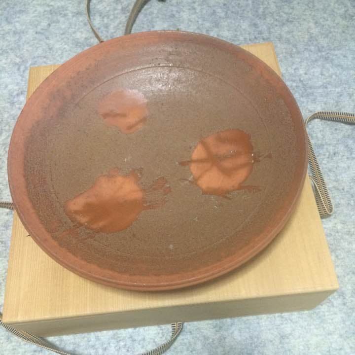 備前焼吉本正、皿、直径27cm、藤原啓の弟子