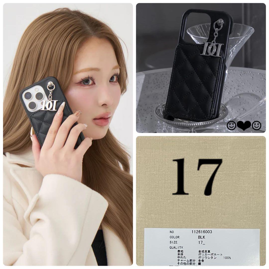 Darich♡キルティングミラーDDチャームiPhoneケース♡BLK♡17