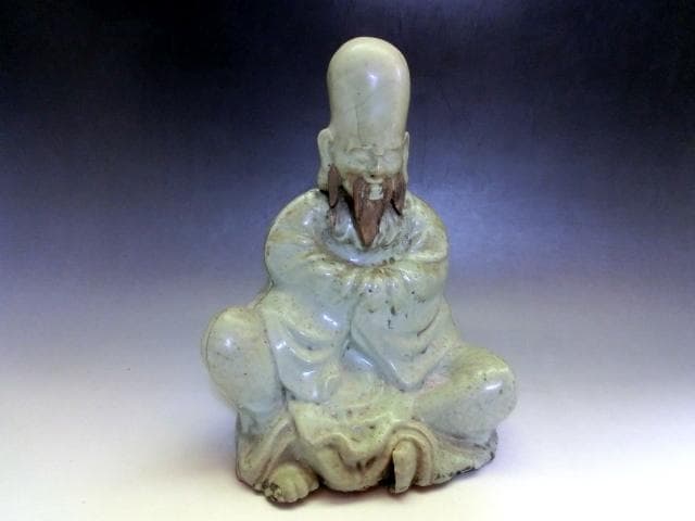 置物■寿老人 青磁 時代物 オブジェ 古玩 唐物 中国 古美術 時代物 骨董品■