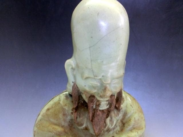 置物■寿老人 青磁 時代物 オブジェ 古玩 唐物 中国 古美術 時代物 骨董品■