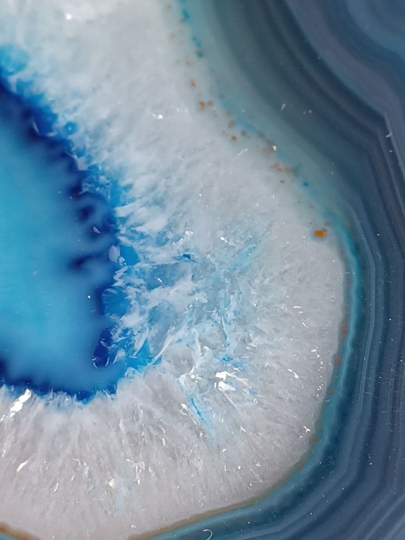 アゲートの青色置物　ブルーメノウ　輪切り