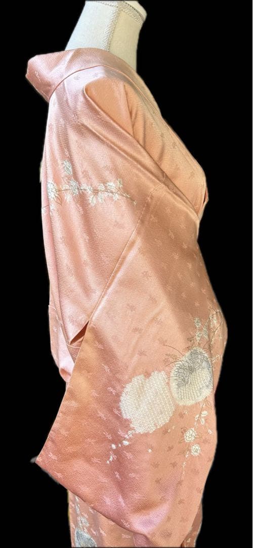 千總　訪問着　刺繍　絞り　枝垂れ桜　薄いピンク系　薄桃色　金糸　正絹