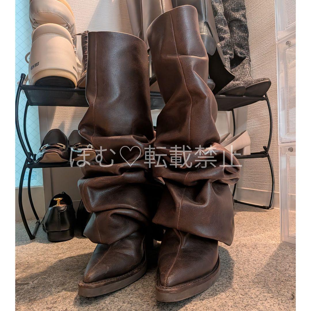 POOLDE／Melted Boots Brown／ボリュームブーツ／サイズ39