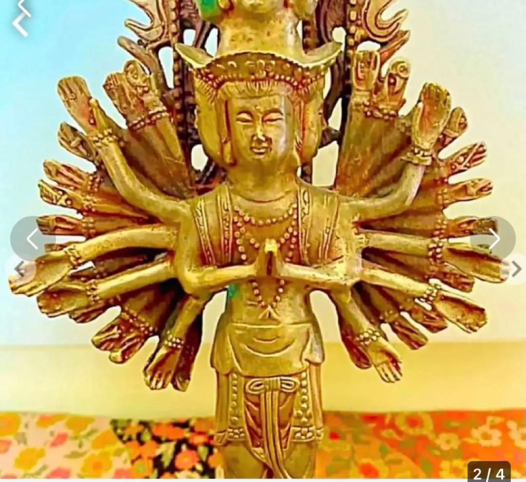 金運爆上げ　人生変わります！秘仏！明朝時代チベット縦35cm純銅製千手観音