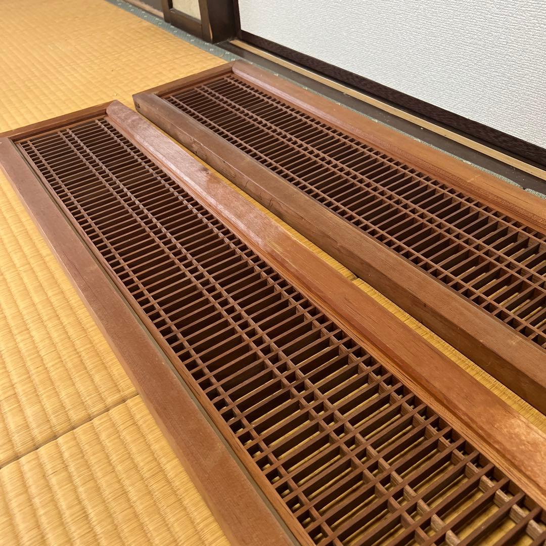 組子細工　木製欄間　建具 らんま 明り取り古民家 オブジェ レトロ 2枚 ③