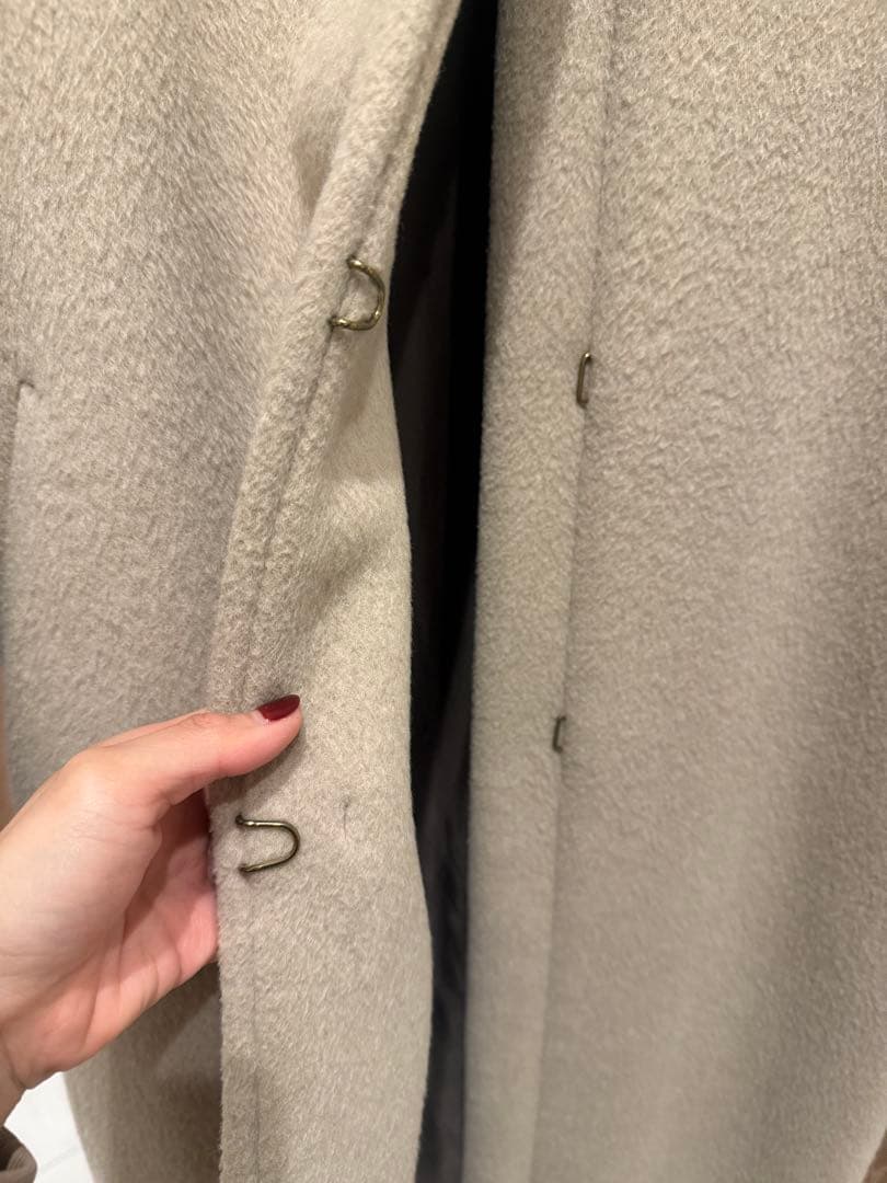 IENA ラムウールノーカラーロングコート