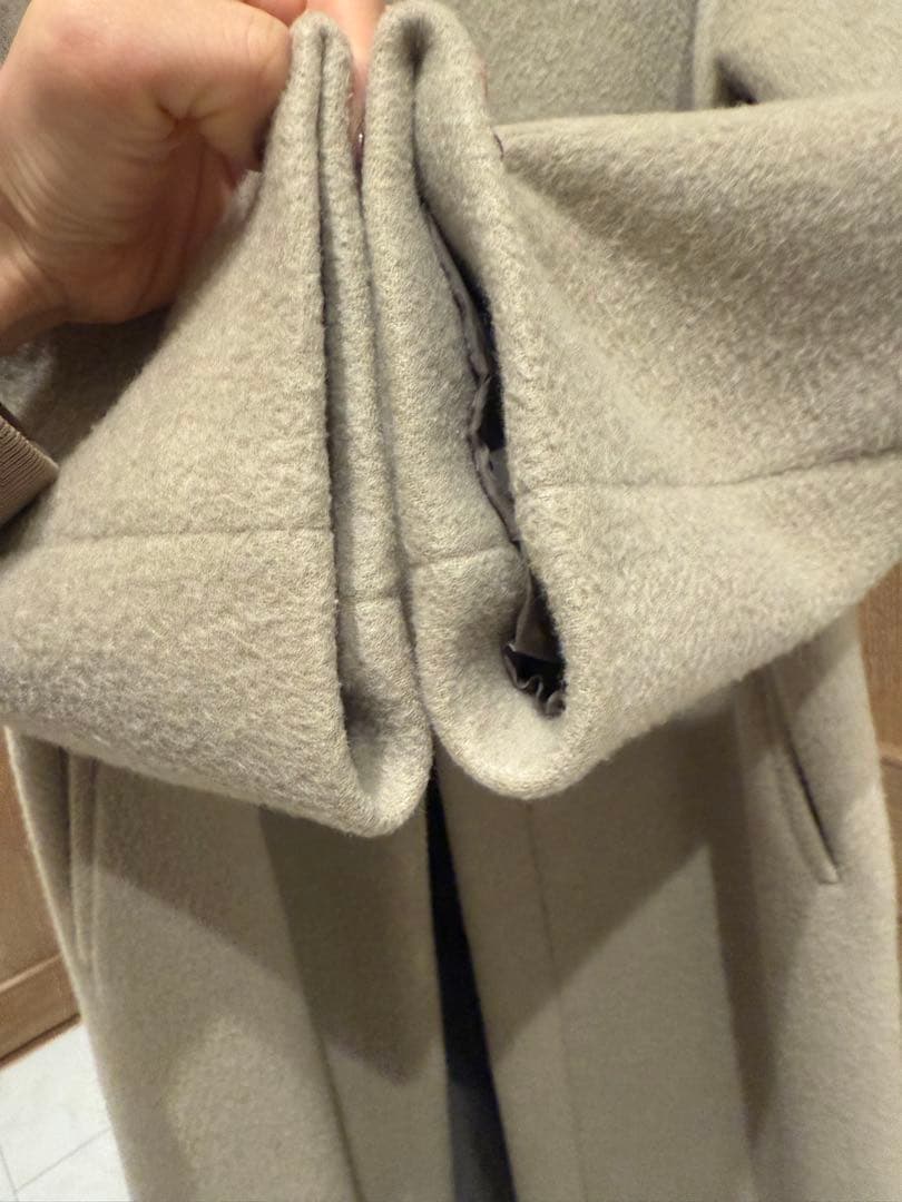 IENA ラムウールノーカラーロングコート