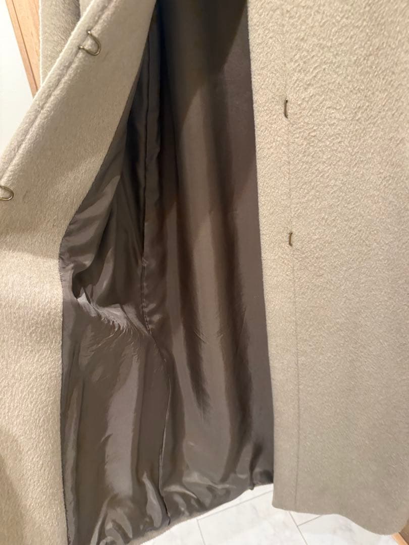 IENA ラムウールノーカラーロングコート