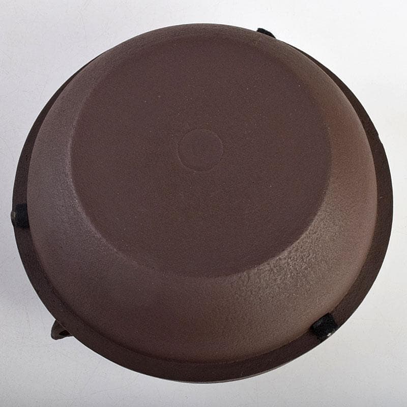 茶道具　釜師　畠春斎作　無文　平丸釜　唐銅鬼面風炉　共布共箱　M　R9292B