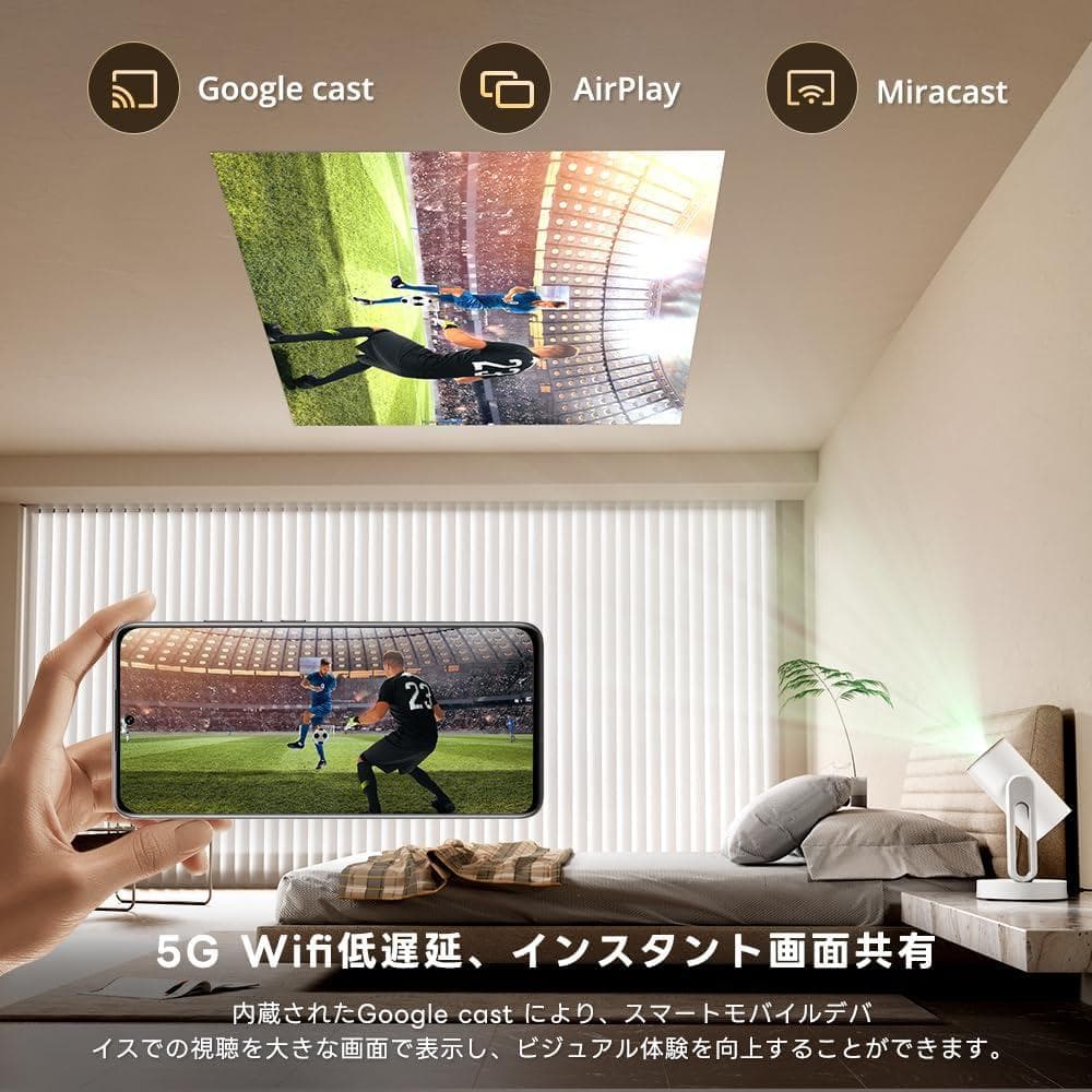 【最新Google TV 搭載】 プロジェクター 天井投影 1080P フルHD