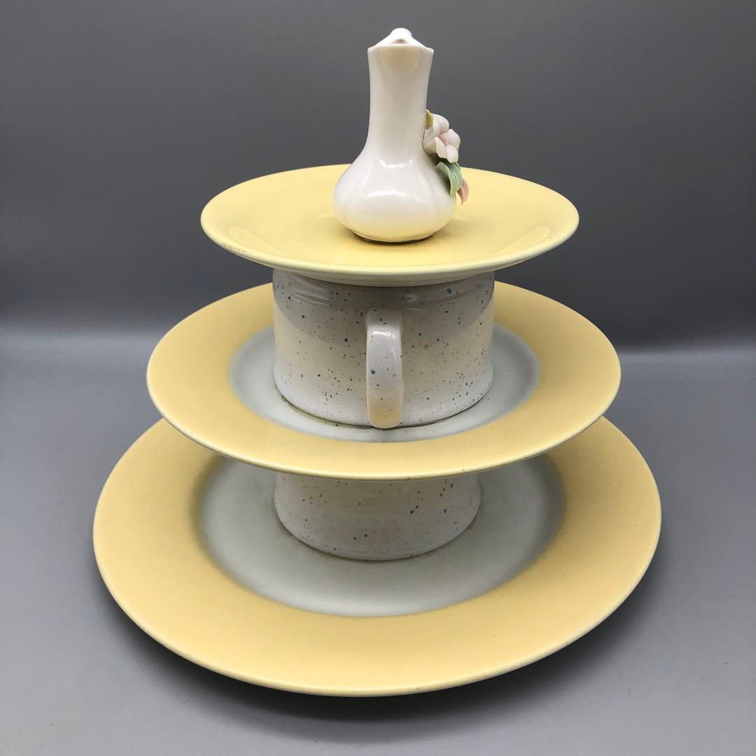 オランダHEMAアンティーク三段ティーカッププレート飾りスタンドビンテージ陶器