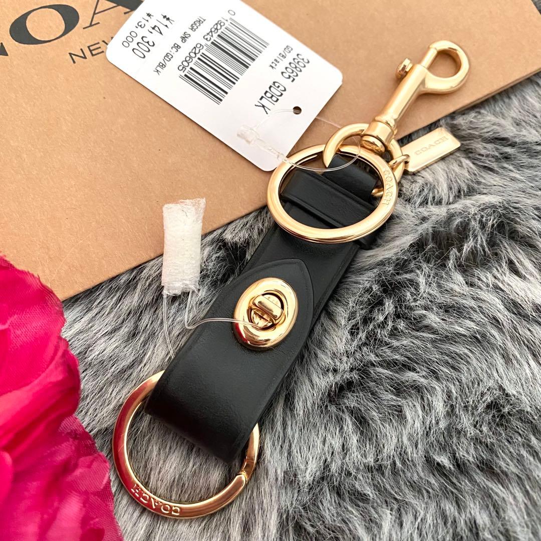 新品☆COACH コーチ バッグチャーム トリガースナップ キーリング レザー