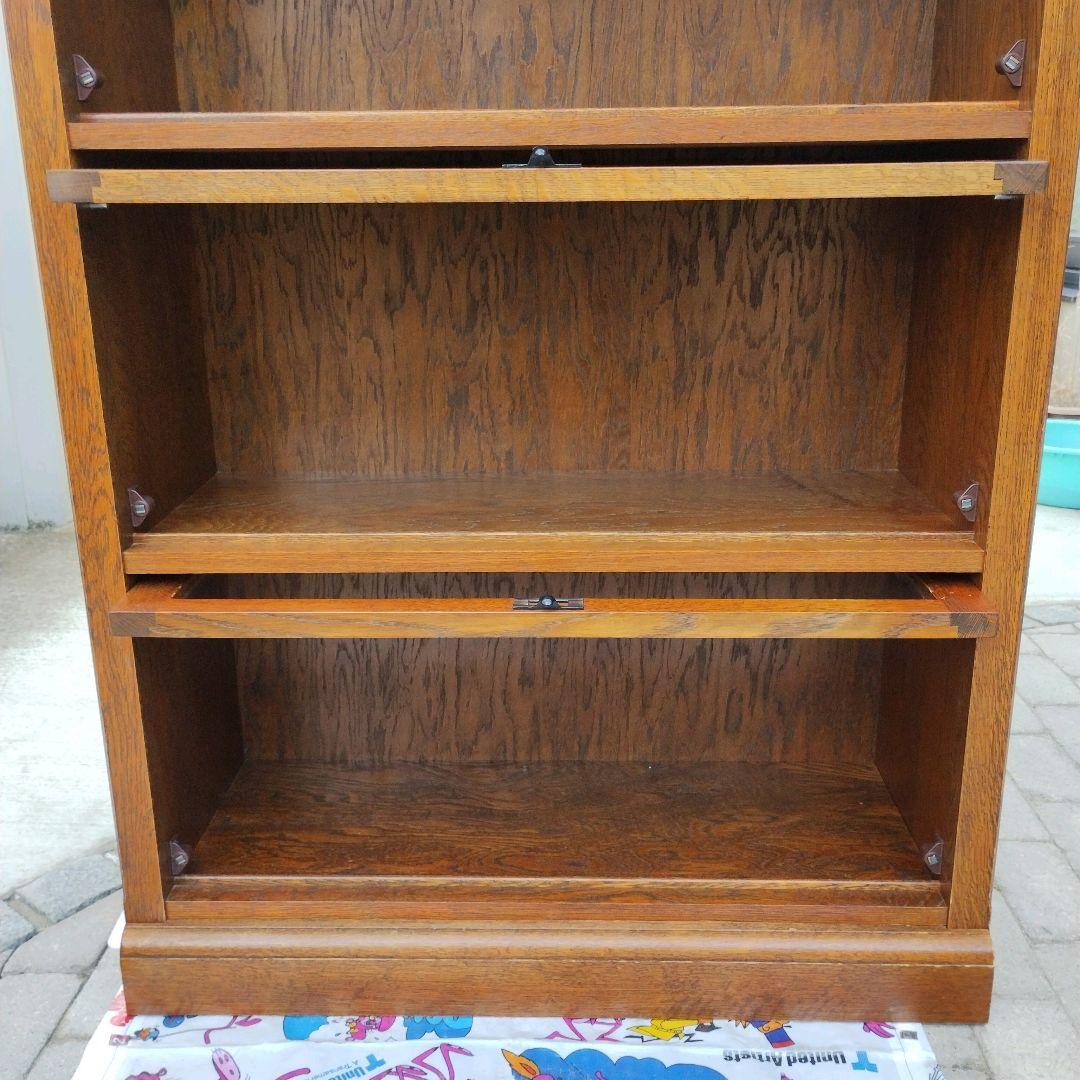 【希少】三越ブルージュ 4段フリーラック ガラスフラップ扉 キャビネット ①