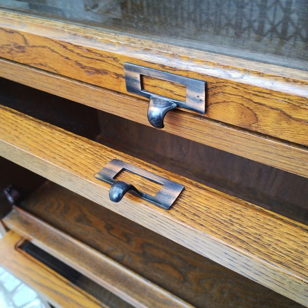 【希少】三越ブルージュ 4段フリーラック ガラスフラップ扉 キャビネット ①