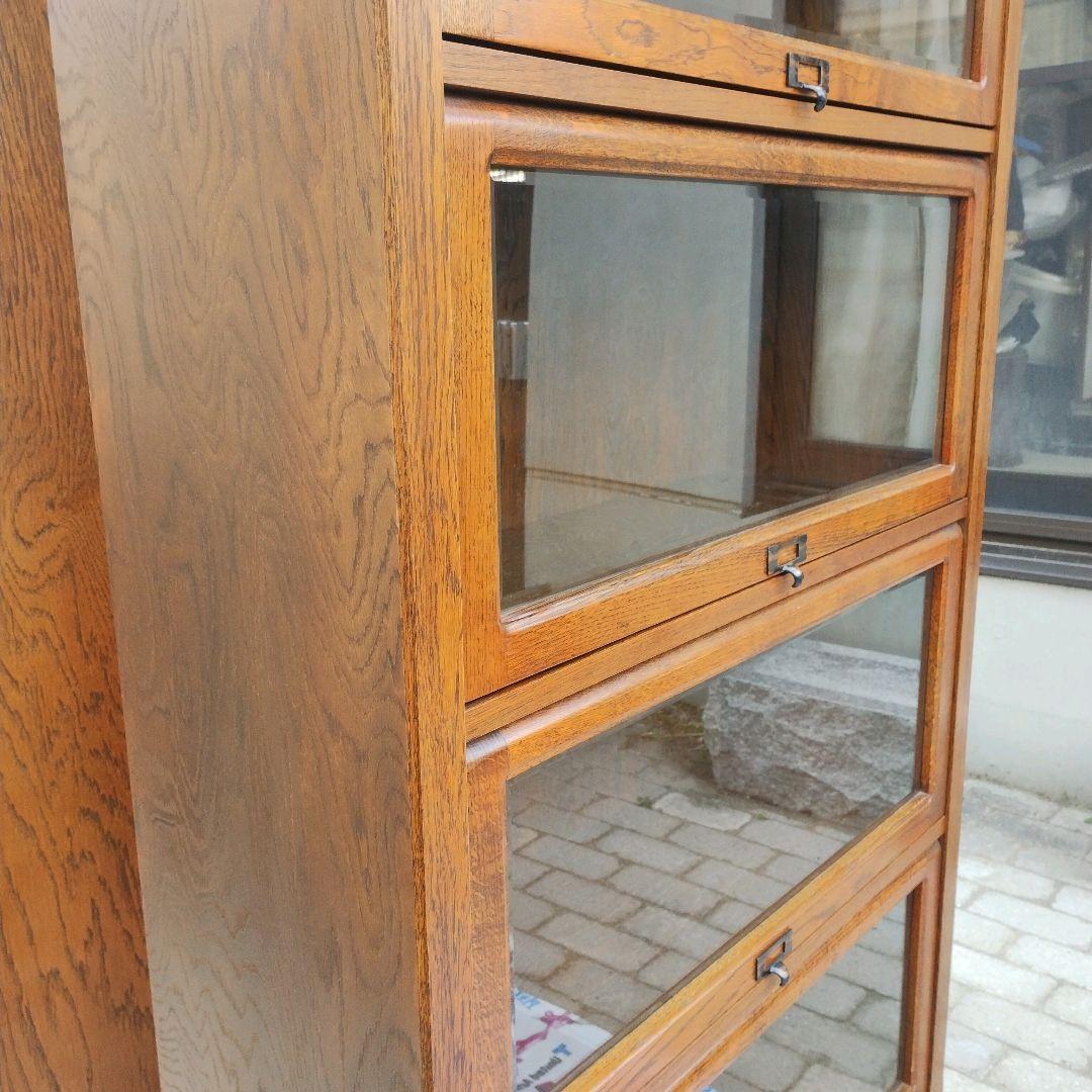 【希少】三越ブルージュ 4段フリーラック ガラスフラップ扉 キャビネット ①