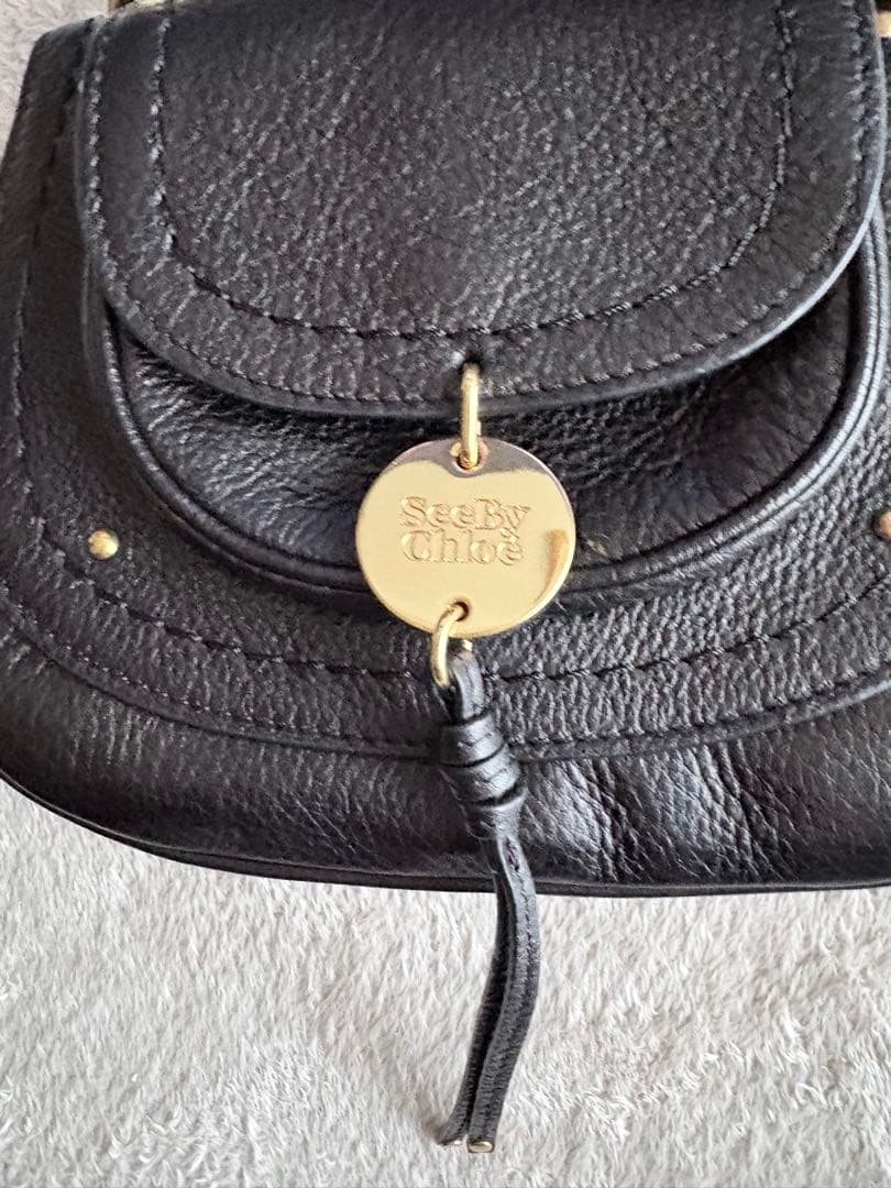 【美品】　SeeBy Chloe’ ポシェット　黒牛革