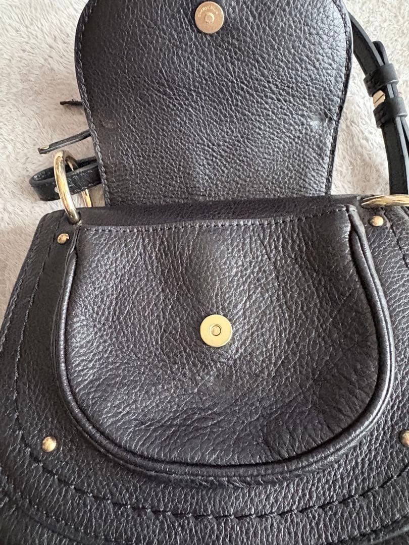 【美品】　SeeBy Chloe’ ポシェット　黒牛革