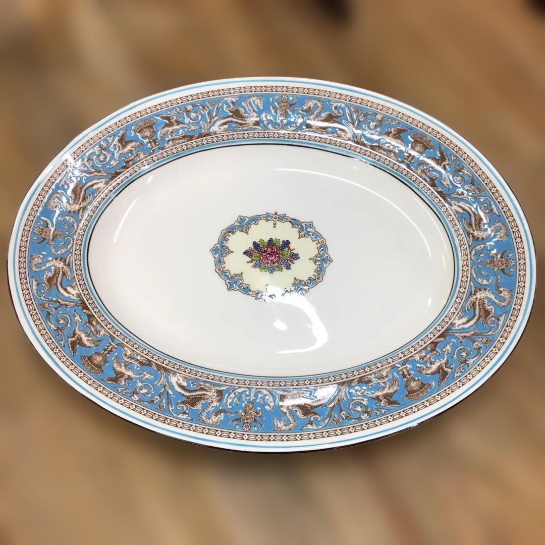 フロレンティーン ターコイズ オーバルプレート×1+22㎝プレート6枚セット