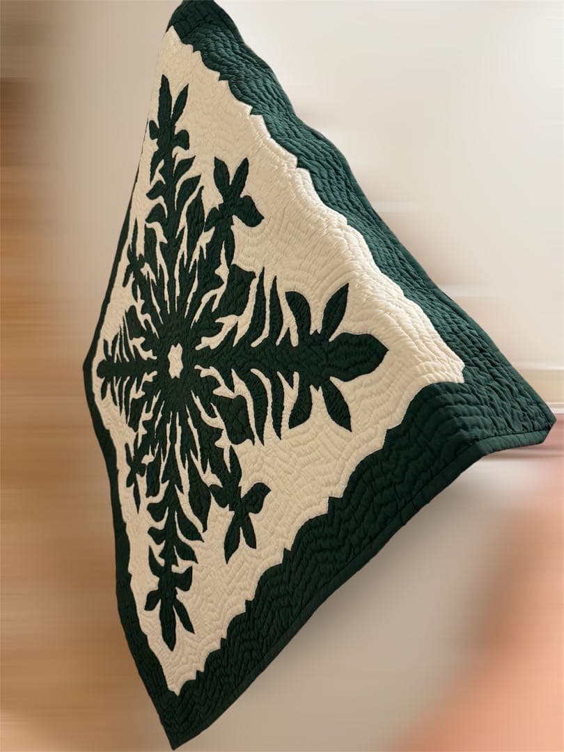 極美品　ハワイアンキルト　タペストリー大　グリーン