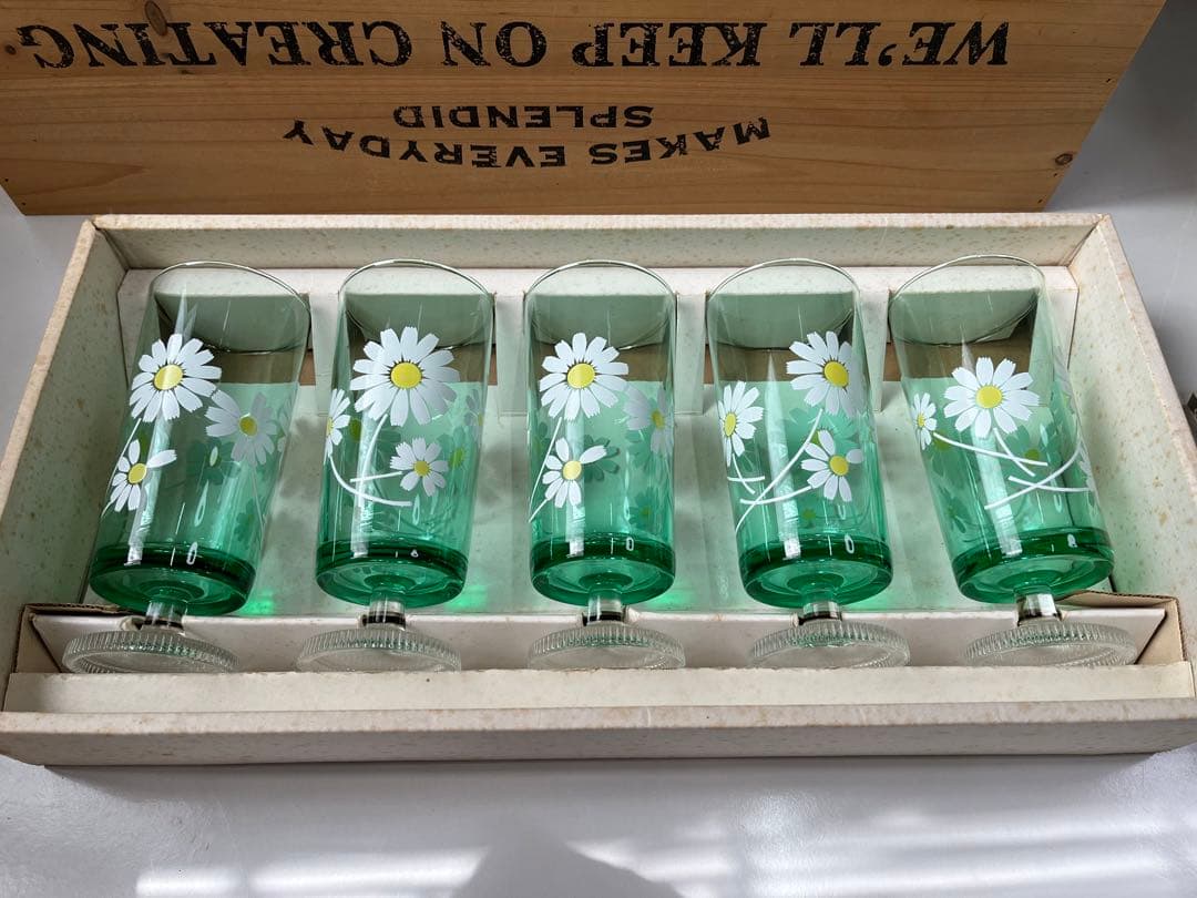 ADERIA アデリア レトロ ポップ グラス 花柄 マーガレット 野菊