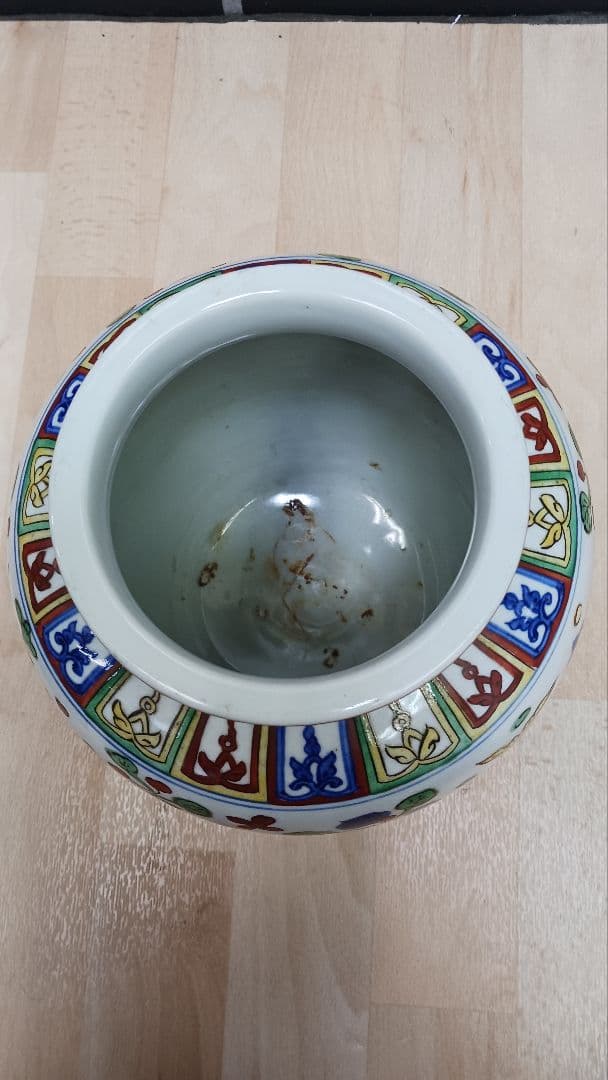 時代物中国美術中国古玩明代明時代五彩魚藻文壺大明萬暦年製花瓶花入花器中国古陶磁