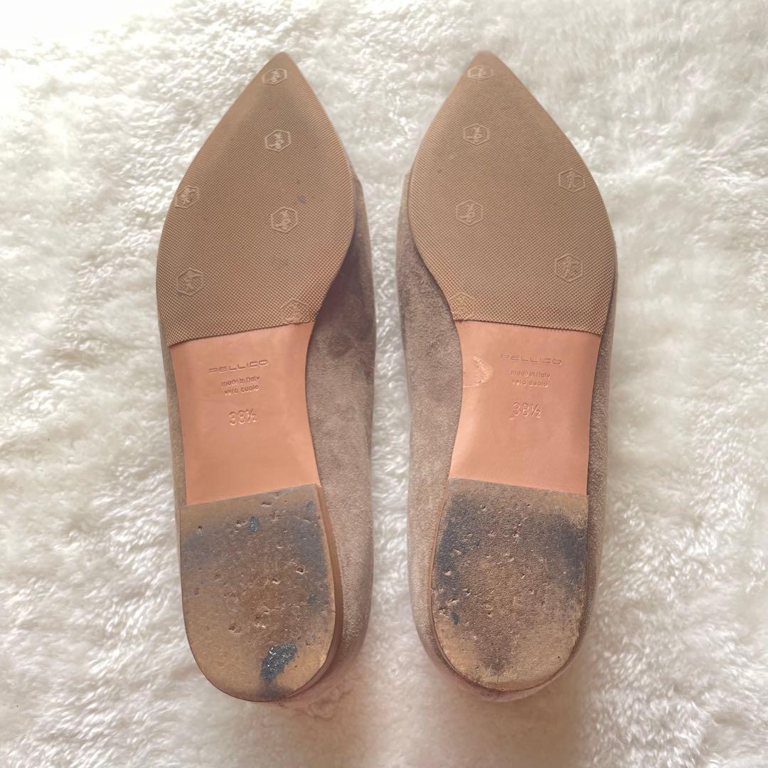 PELLUCOペリーコ アネッリ クロコ型押 フラットシューズ ポインテッドトゥ