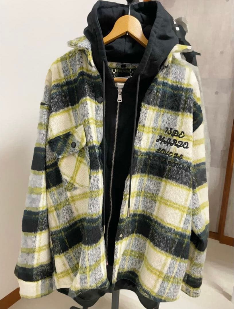 新品 13DE MARZO ジャケット チェック柄　テディベア付き フード付き
