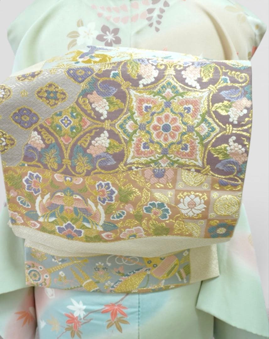 訪問着フルセット　正絹【256】お宮参り【訪問着、袋帯、帯締め、帯揚げ】