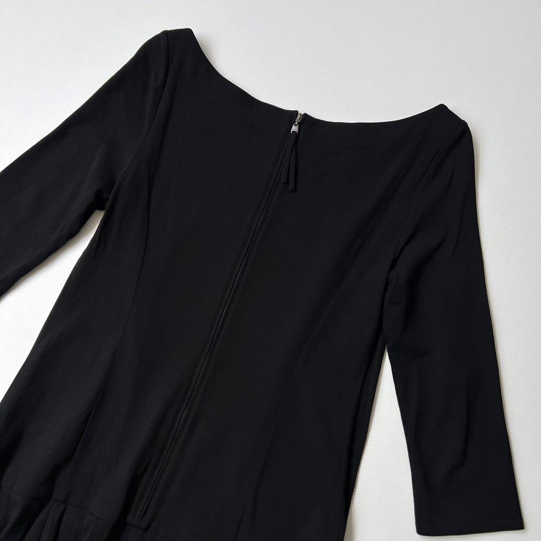 良品　Foxey フォクシー　ブラックドレス　ワンピース　ロゴプレート　40