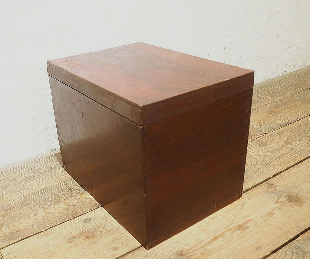 1358 蓋付のレトロな木箱　収納棚　引き出し　ケース　古家具　アンティーク