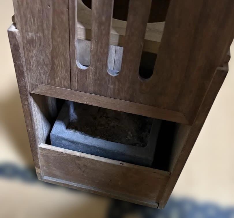 昭和レトロ 木枠火鉢 箱火鉢 陶器内蔵 炭付き 和風インテリア