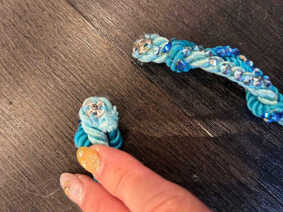 青のサテン社交ダンスレッスンウェア