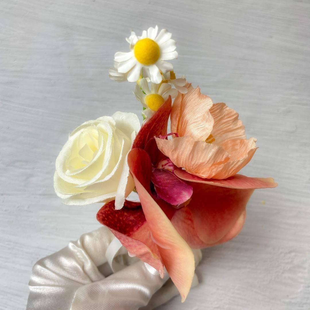 【大人気カラー】明るく元気な印象に♪オレンジ×ホワイトの花嫁ブーケ M13