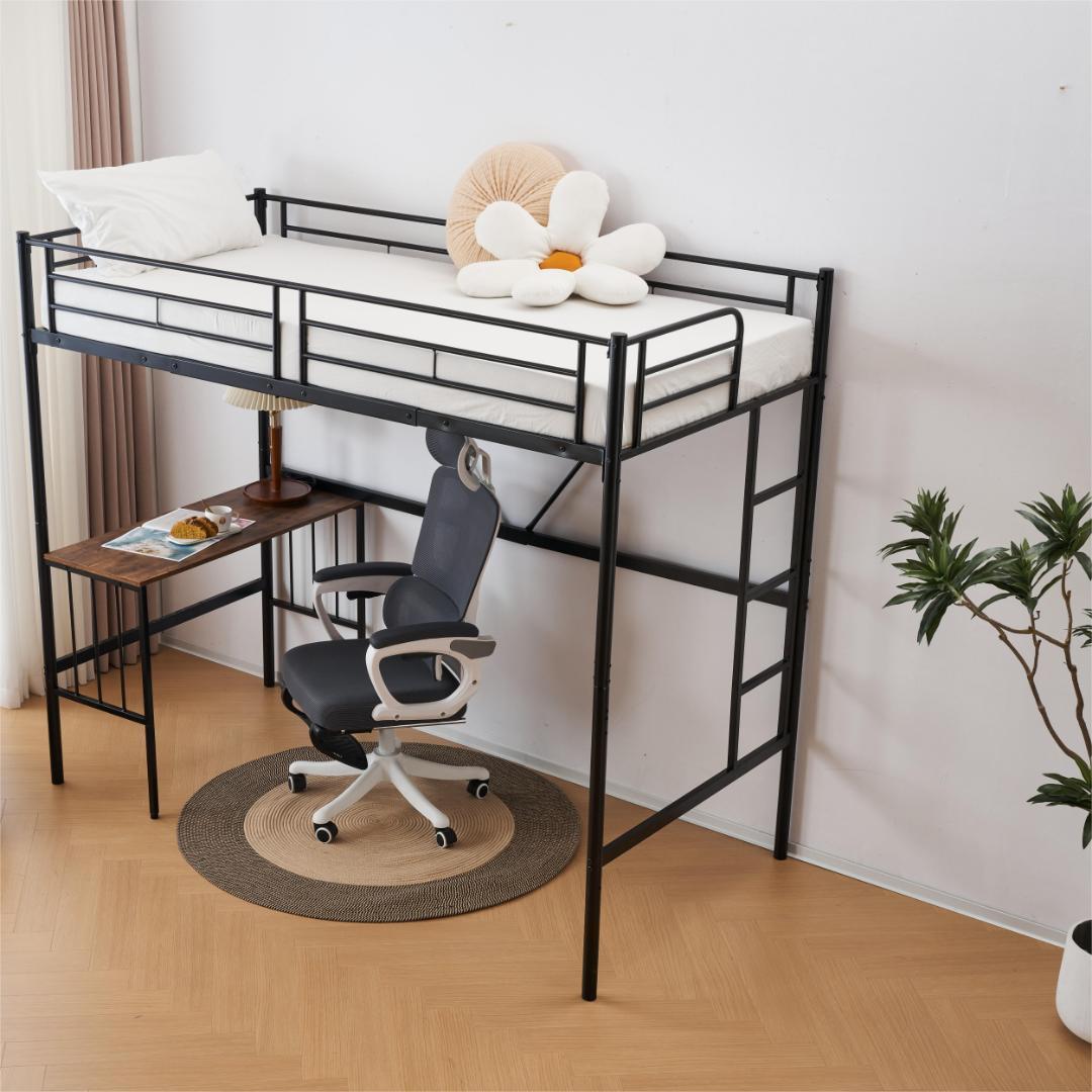 ロフトベッド パイプベッド シングル 木 収納 北欧風 子供部屋スチール