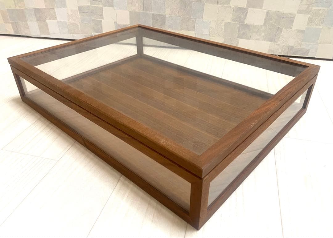 木とガラスのショーケース　幅40×奥行30×高さ8cm インテリア　ガラス