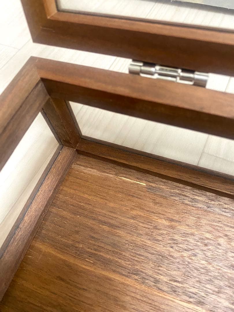 木とガラスのショーケース　幅40×奥行30×高さ8cm インテリア　ガラス