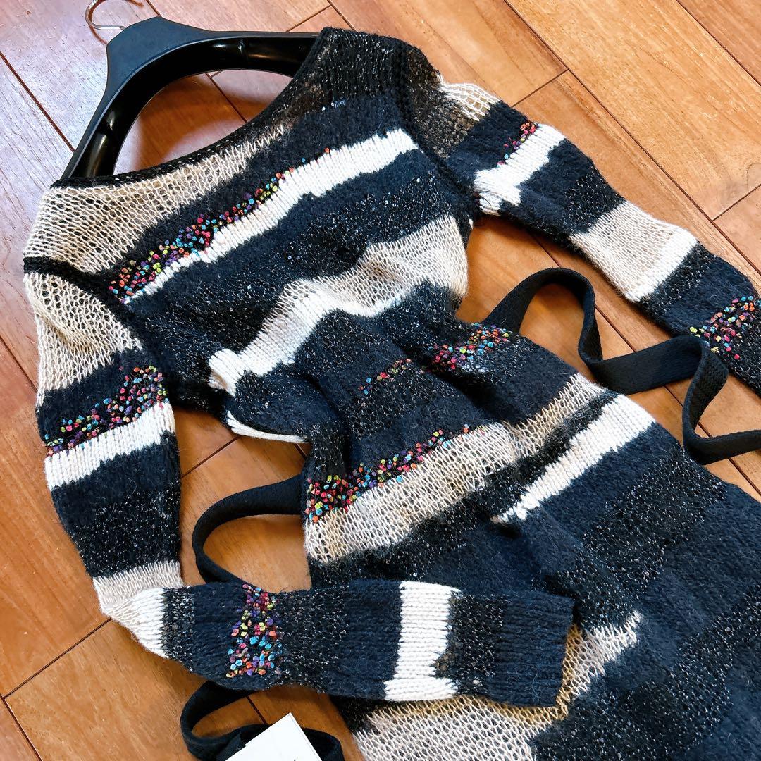 ダイアンフォンファステンバーグ　ニットワンピース　ラップドレス　ブラック　M