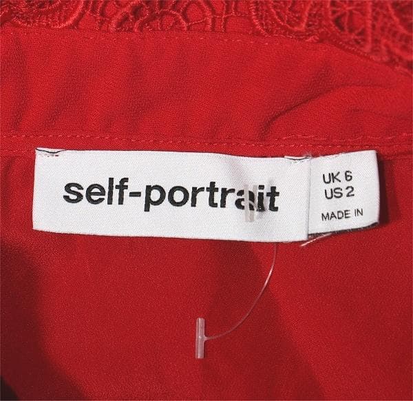 c*t様 セルフポートレイト ワンピース ギピュールレース プリーツ 赤 UK6