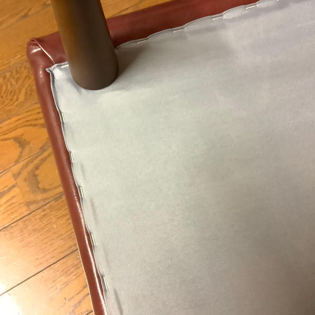 ビンテージ風　オットマン　合皮レザー　ボルドーカラー